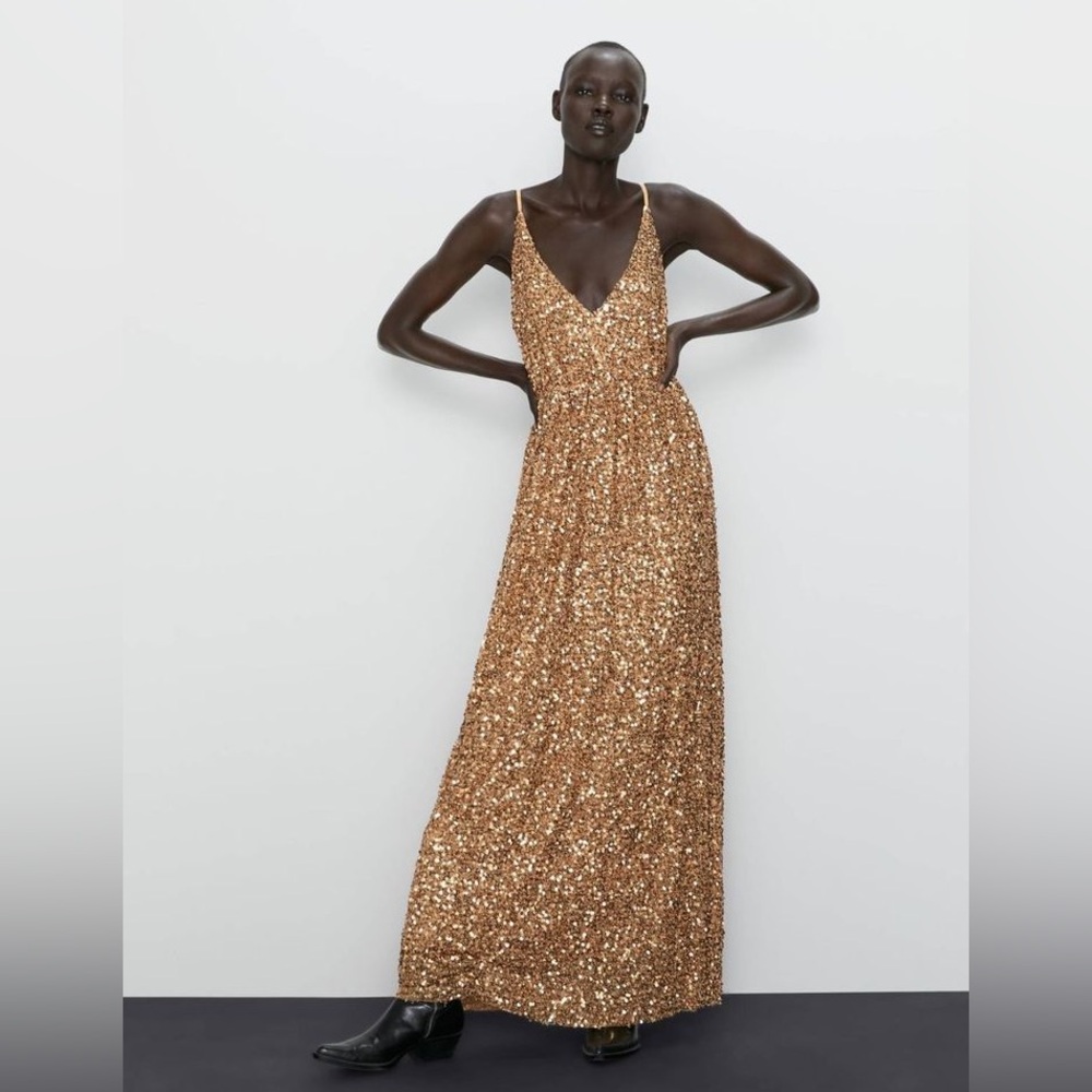 Zara Limited Edition Gold Sequin Dress